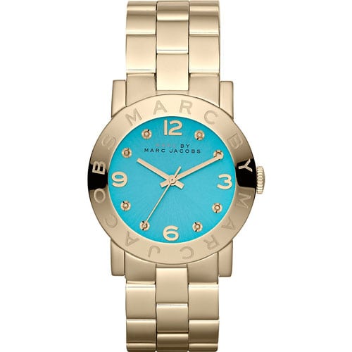 Marc by Marc Jacobs Amy blue dial women's watch with gold-tone case and bracelet, model MBM3220