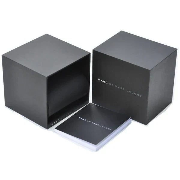 Marc By Marc Jacobs Baker watch packaging with black gift box and care card