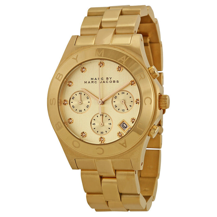 MARC BY MARC JACOBS Blade Chronograph Gold Dial Gold-Tone Stainless Steel Ladies Watch MBM3101