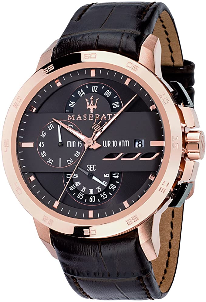 Maserati Chronograph Brown Dial Leather Men's Watch R8871619001 - The Watches Men & CO