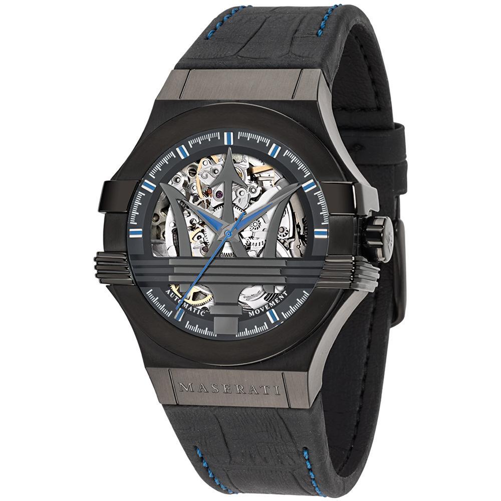 Maserati Potenza Black Dial Black Leather Men's Watch R8821108009 - The Watches Men & CO