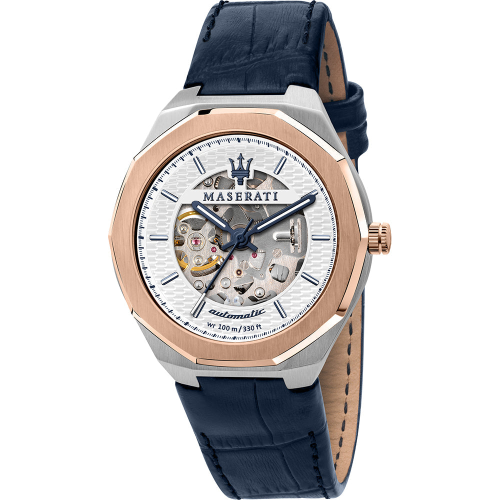 Maserati Stile Automatic Blue Leather Strap Men's Watch  R8821142001 - Kiwi Watches