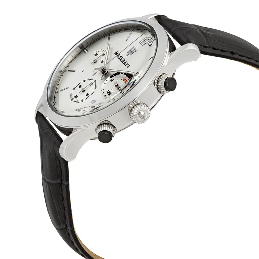 Maserati Ricordo Silver Dial Black Leather Men's Watch R8871633001 - BigDaddy Watches #2