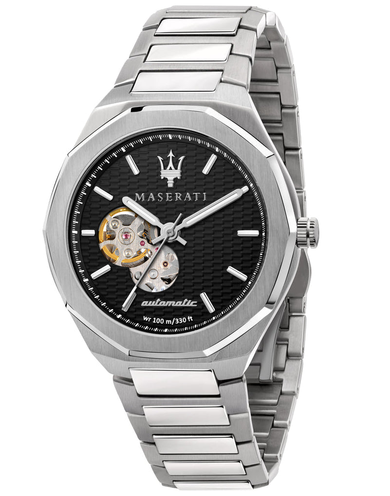 Maserati Stile Silver Automatic Black Dial Men's Watch R8823142002 - The Watches Men & CO