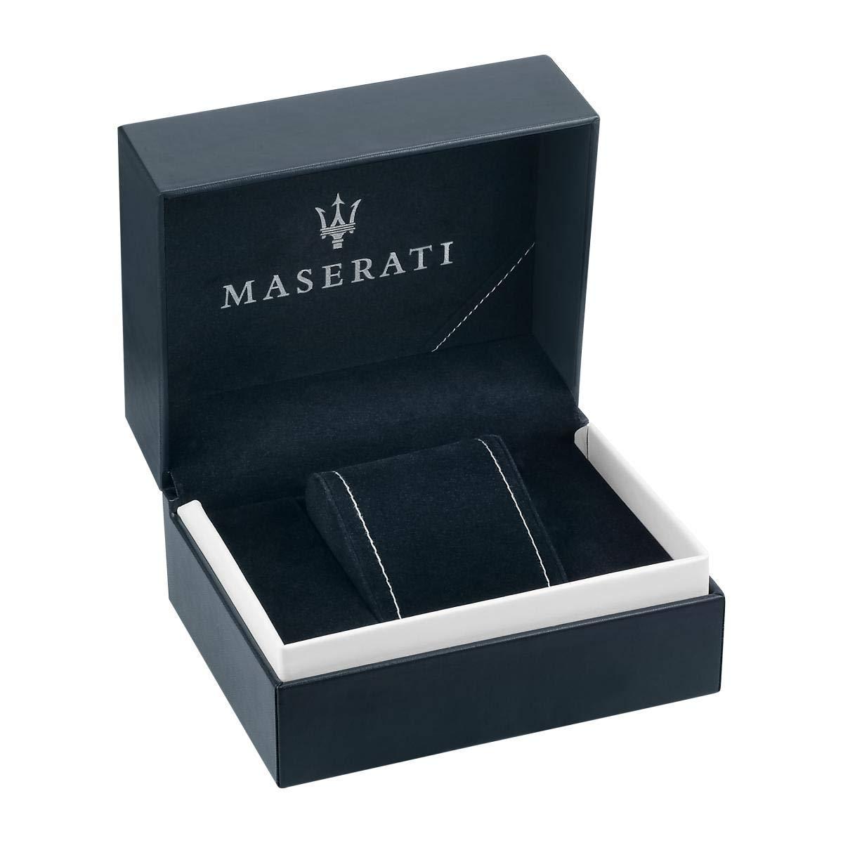 Maserati Traguardo watch presentation box with Maserati logo and black interior
