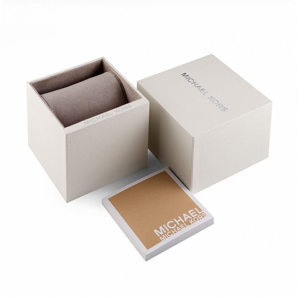 Michael Kors Alek watch packaging with branded box and storage pouch