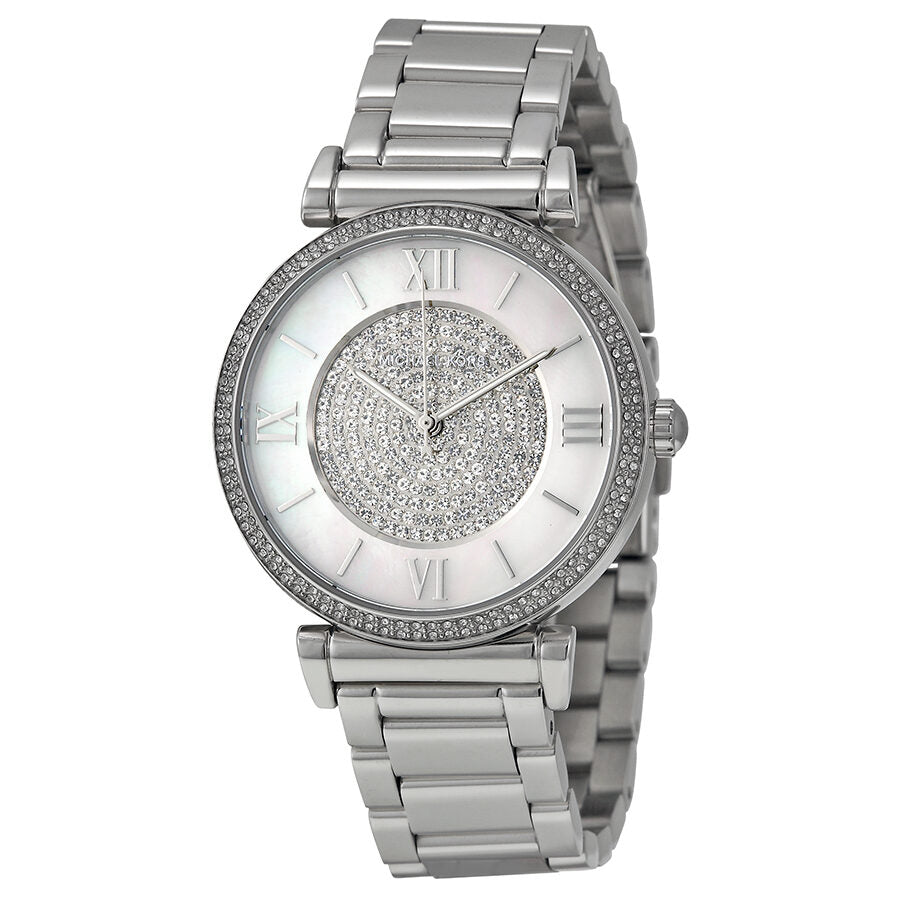 Michael Kors Caitlin Silver Crystal Pave Silver-Tone Women's Watch - MK3355