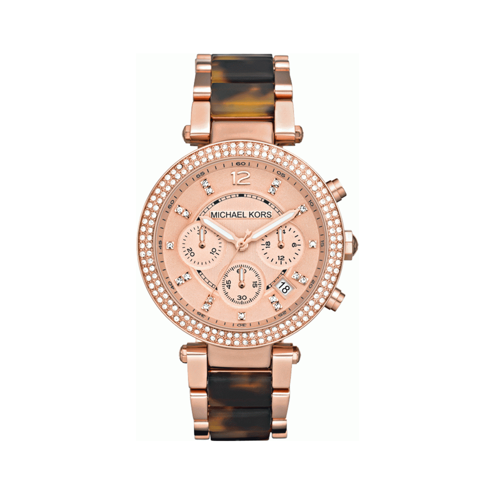 Michael Kors Parker Chronograph Rose Dial Rose Gold Ladies Watch MK5538