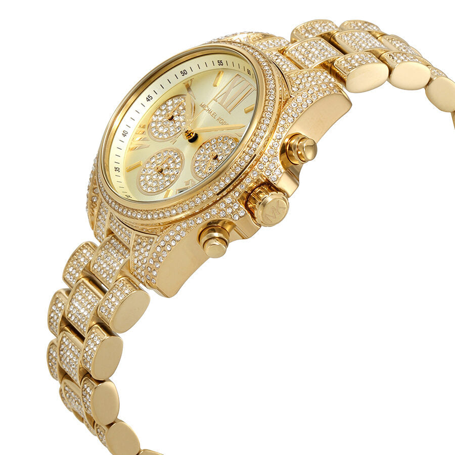 Michael Kors Mini Bradshaw Gold Dial Crystal Pave Ladies Watch MK6494 - BigDaddy Watches #2