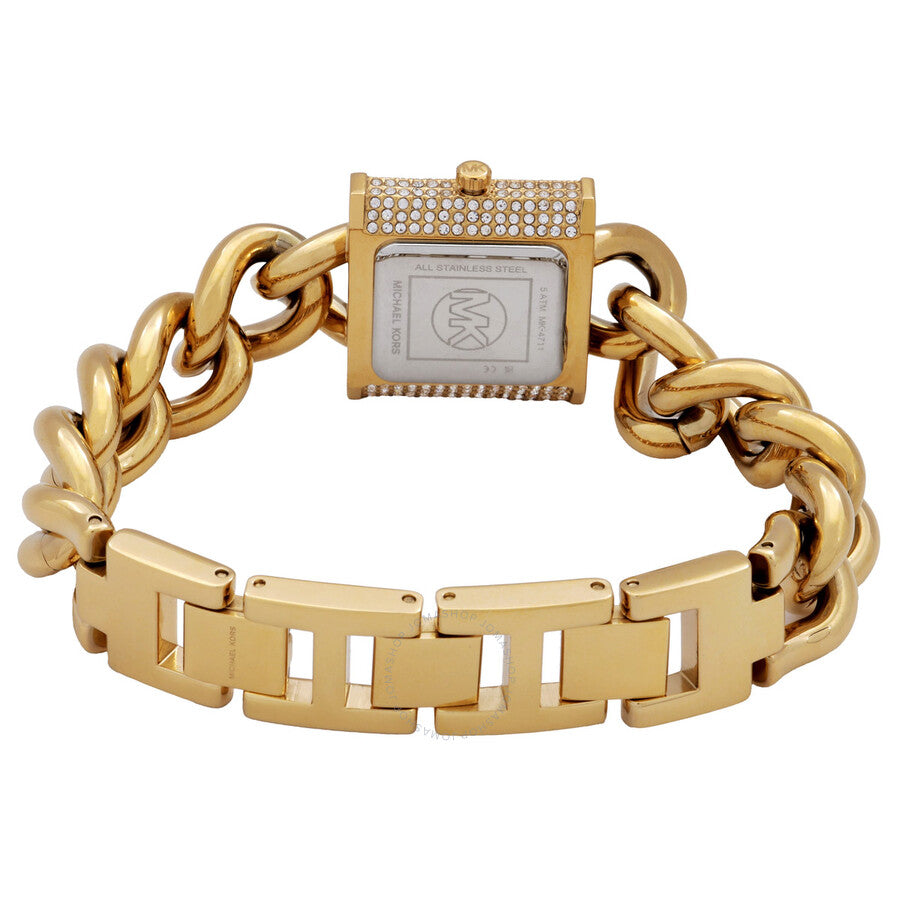Michael Kors MK Chain Lock Quartz Crystal Gold Dial Ladies Watch MK4711 - Dawson Watches #3