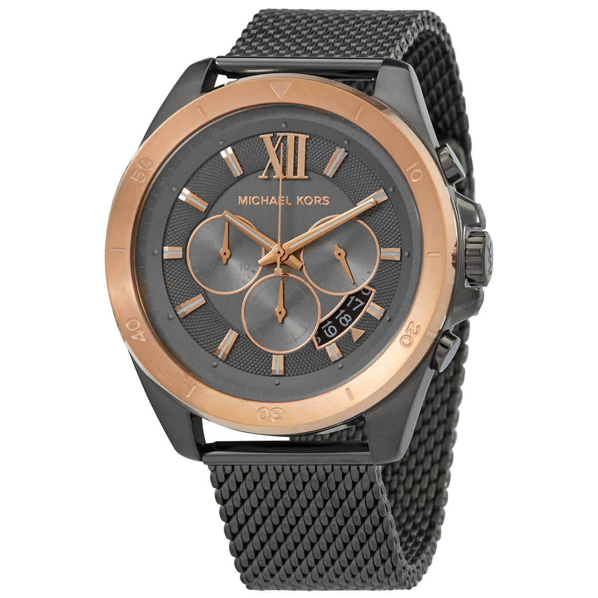 Michael Kors Brecken Chronograph Grey Dial Black Mesh Men's Watch - MK8868