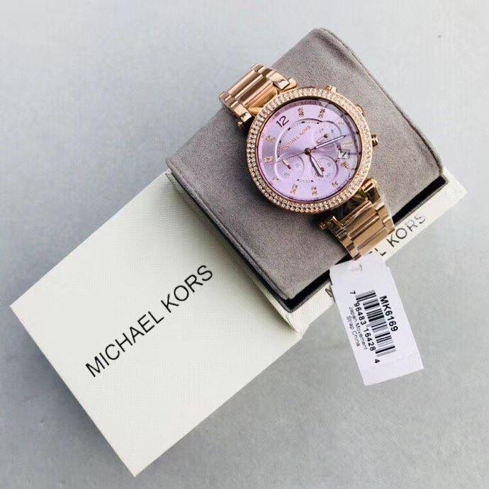 Michael Kors Parker Chronograph Purple Dial Rose Ladies Watch MK6169
