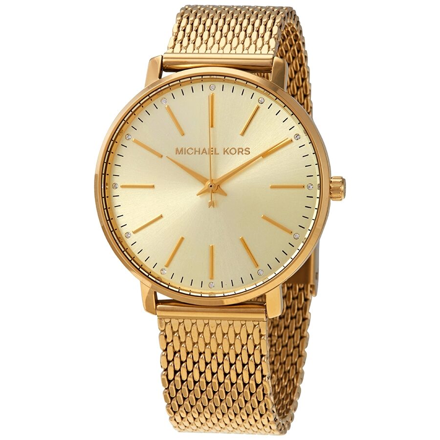 Michael Kors Pyper Quartz Crystal Gold Dial Ladies Watch MK4339 - BigDaddy Watches