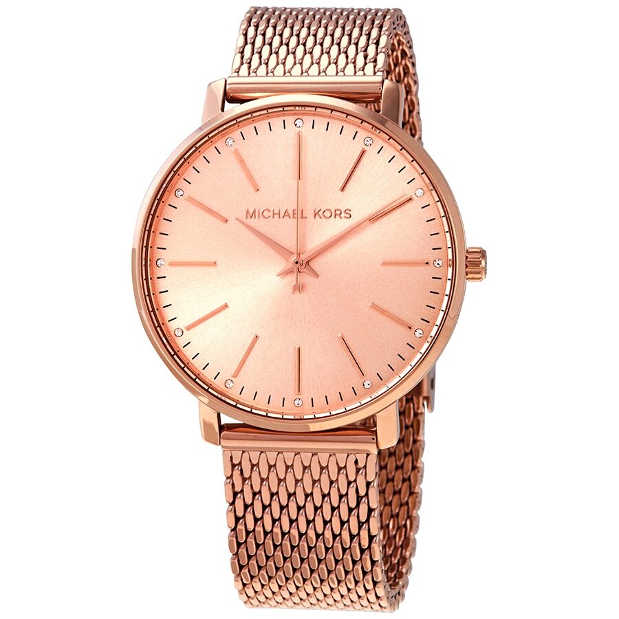 Michael Kors Pyper Quartz Crystal Rose Gold Dial Ladies Watch MK4340 - BigDaddy Watches