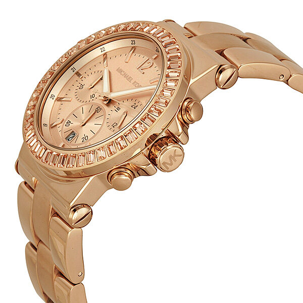 Michael Kors Rose Gold-tone Baguette Bezel Chronograph Ladies Watch MK5412 - BigDaddy Watches #2