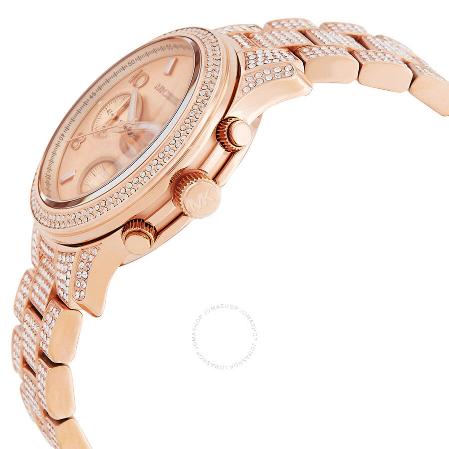 Michael Kors Runway Chronograph Quartz Crystal Rose Gold Dial Ladies Watch MK7481 - Dawson Watches #2