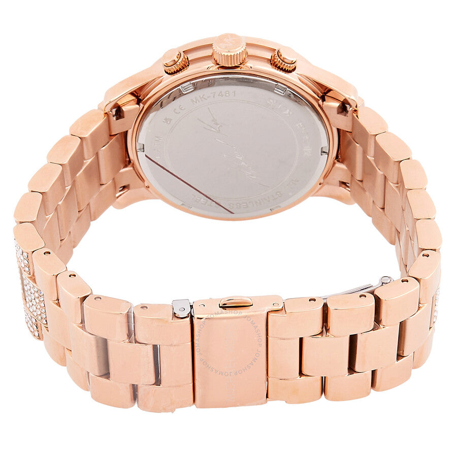 Michael Kors Runway Chronograph Quartz Crystal Rose Gold Dial Ladies Watch MK7481 - Dawson Watches #3