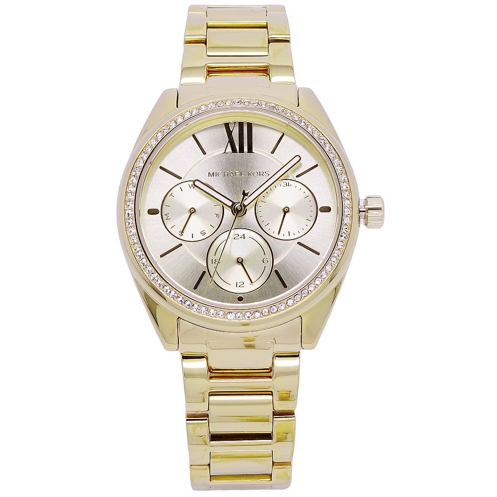 Michael Kors Silver Dial Gold Steel Strap Watch for Women - MK7090