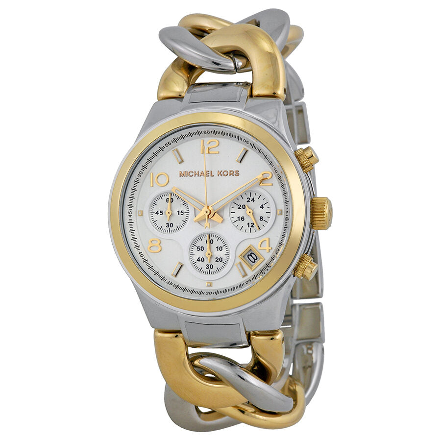 Michael Kors Twist Chain Chronograph White Dial Ladies Watch MK3199 - BigDaddy Watches