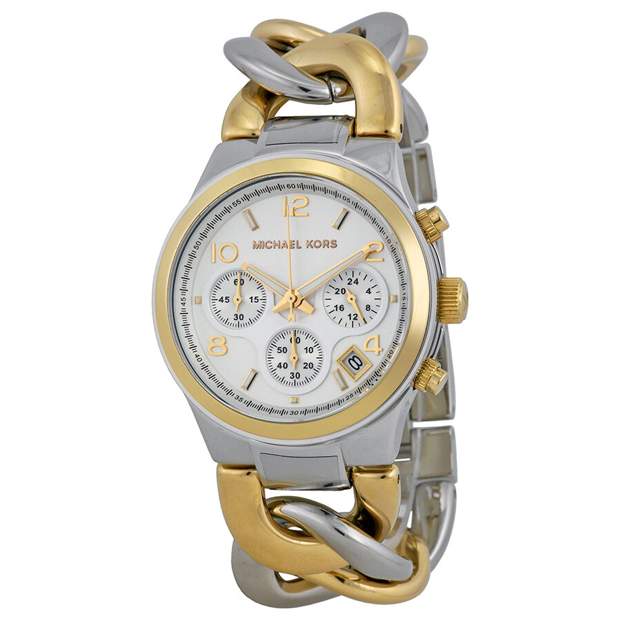 Michael Kors Twist Chain Chronograph White Dial Ladies Watch MK3199 - The Watches Men & CO
