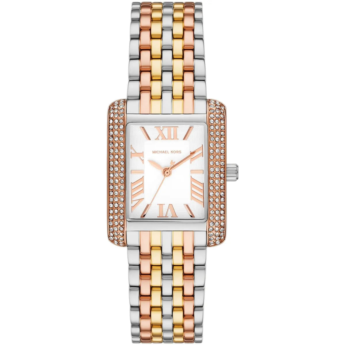 Michael Kors Emery Tri-Tone Quartz Crystal White Dial Ladies Watch - MK4744