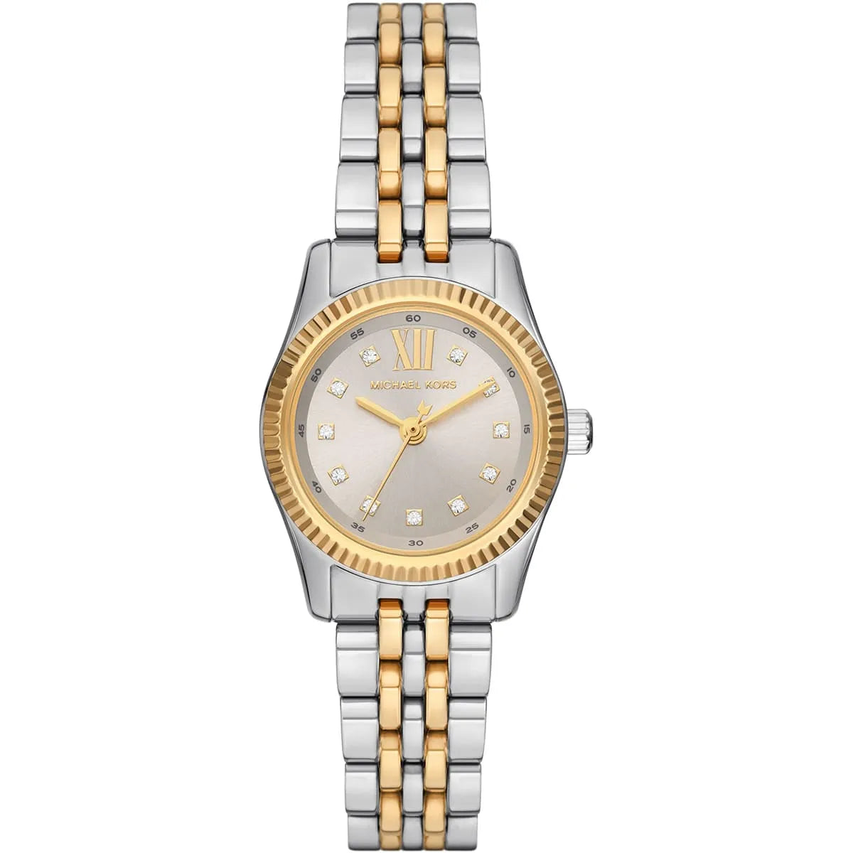 Michael Kors Lexington Three-Hand Silver Dial Two Tone Steel Strap Watch for Women - MK4815
