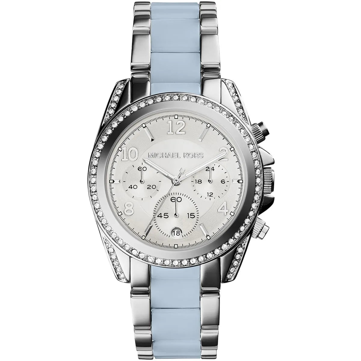Michael Kors Blair Chronograph Silver Dial with Chambray Acetate Women's Watch - MK6137
