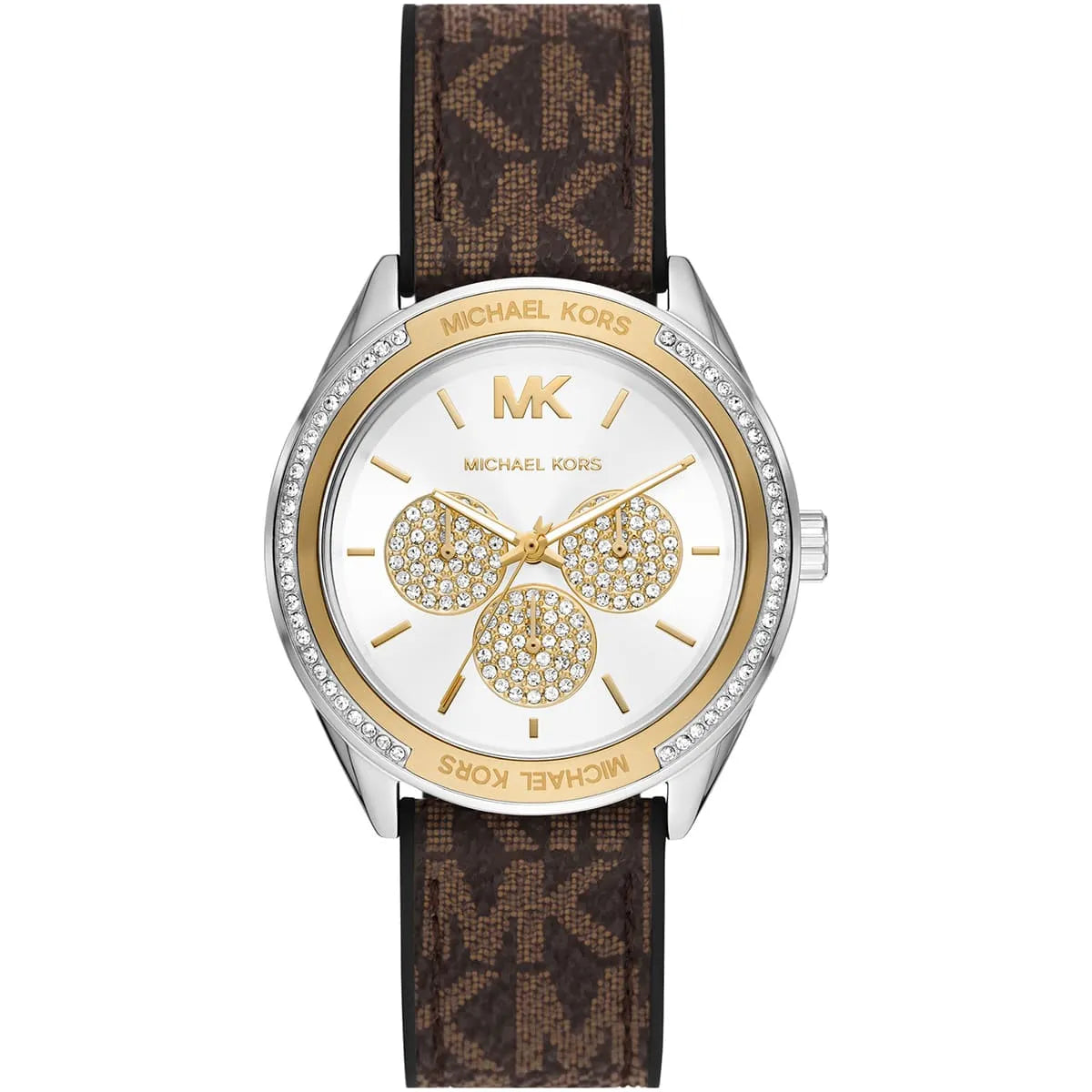 Michael Kors Jessa Multifunction Silver Sunray Dial Brown PVC Watch - MK7205