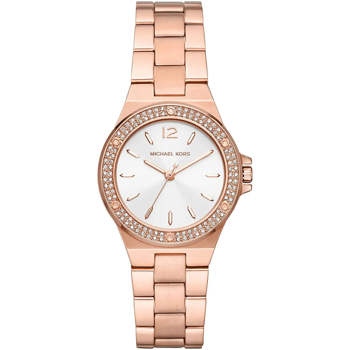 Michael Kors Mini-Lennox Pavé White Dial Rose Gold Women's Watch - MK7279