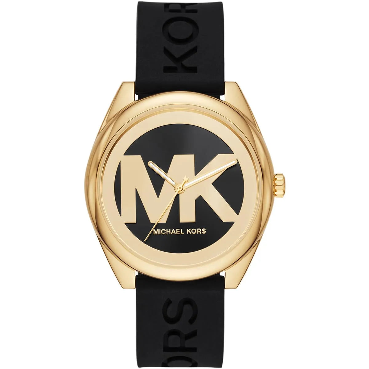 Michael Kors Janelle Black and Gold-Tone Logo Dial Black Silicone Women's Watch - MK7313