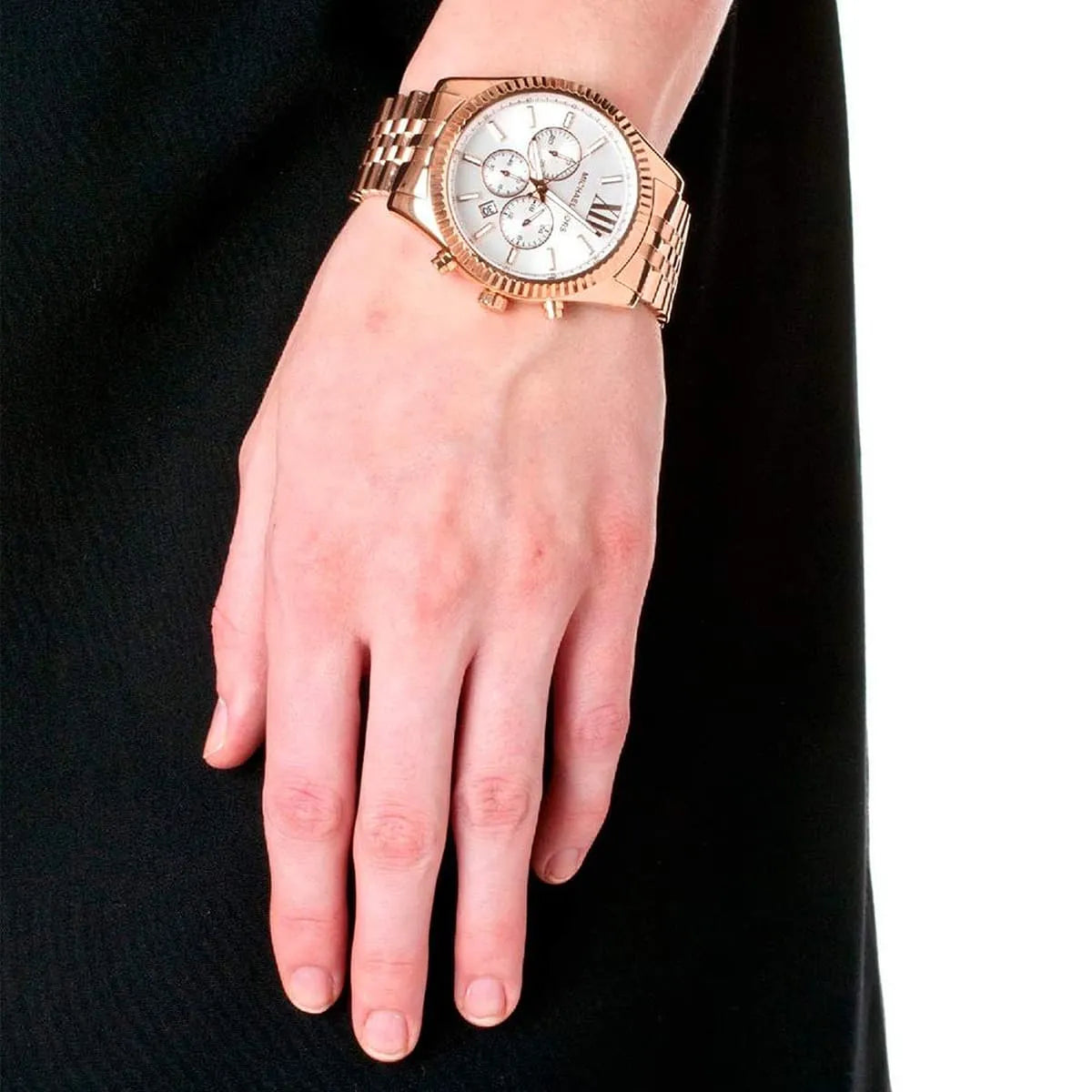 Michael Kors Lexington Chronograph White Dial Rose Gold Men's Watch - MK8313