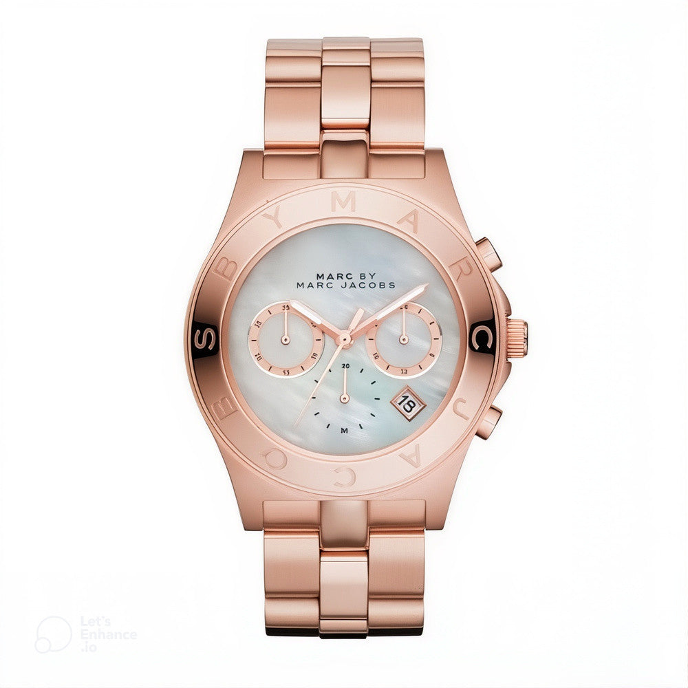 Marc By Marc Jacobs Blade Chronograph Pearl Dial Rose Gold Watch MBM8637