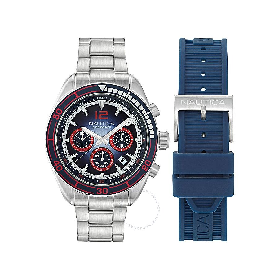 Nautica Key Biscane Chronograph Quartz Blue Dial Men's Watch Box Set NAPKBF302 - The Watches Men & Co