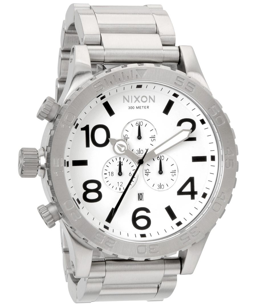 Nixon 51-30 Chronograph White Dial Stainless Steel Men's Watch A083-100 - The Watches Men & CO