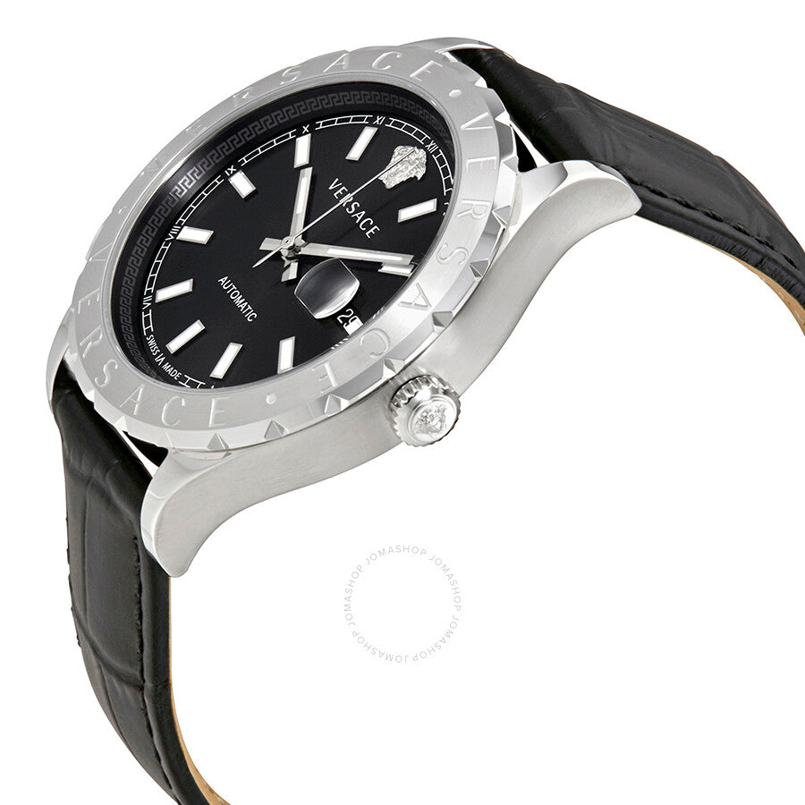 Open Box - Versace Hellenyium Black Dial Automatic Men's Leather Watch VZI010017 - Dawson Watches #2