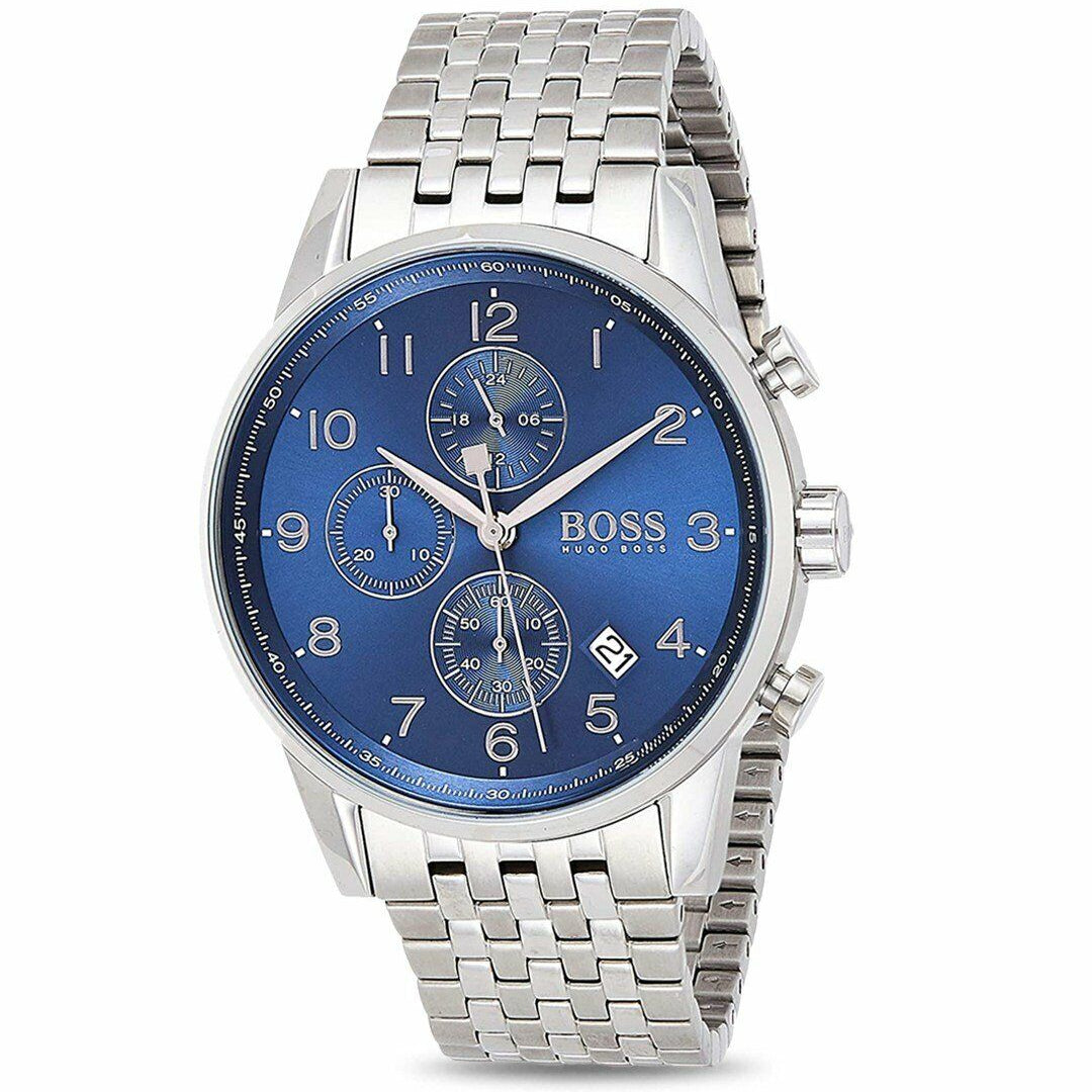Hugo Boss Navigator Chronograph Blue Dial Silver Steel Strap Watch for Men - 1513498 1513498 - Image 2