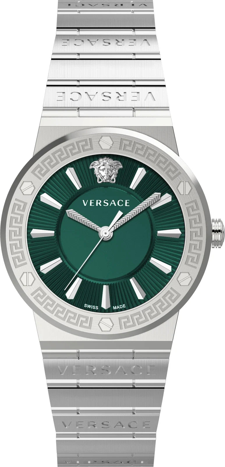 Versace Greca Silver Green Dial Women's Watch VEVH00920