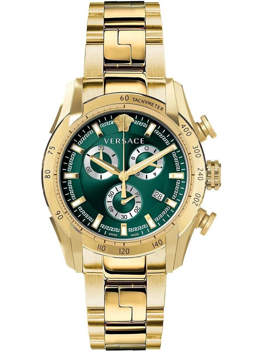 Versace V-Ray Chronograph Green Dial Men's Watch VE2I00621 - Kiwi Watches