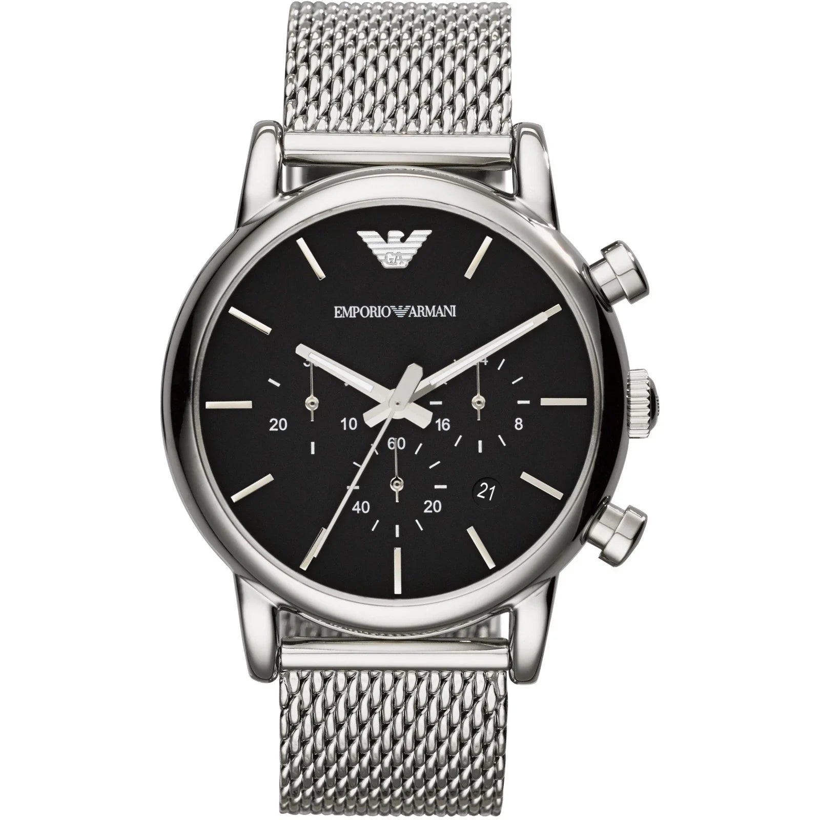 Emporio Armani Classic Chronograph Black Dial Steel Men's Watch - AR1811