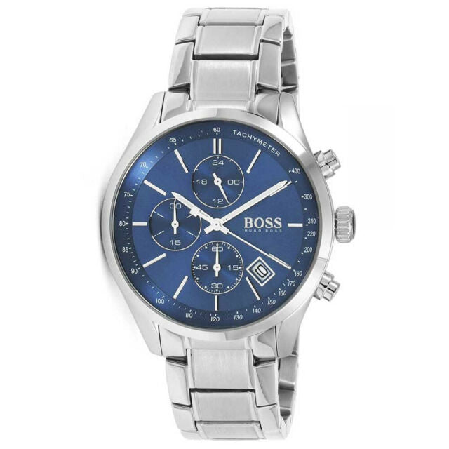Hugo Boss Grand Prix Chronograph Blue Dial Men's Watch 1513478 Water resistance: 30 meters Movement: Quartz