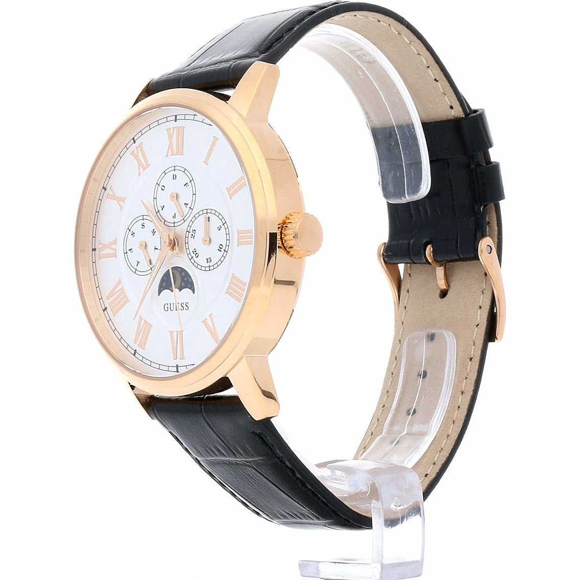 Guess Delancy Silver Dial Leather Strap Men's Watch W0870G2