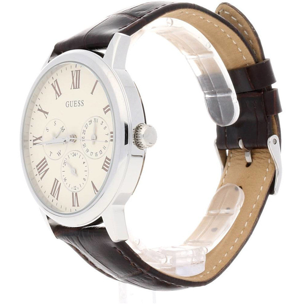 Guess Wafer Cream Dial Leather Strap Watch W70016G2