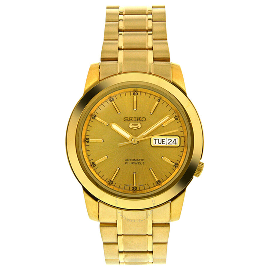 Seiko 5 Automatic Champagne Dial Yellow Gold-tone Men's Watch SNKE56 - The Watches Men & Co
