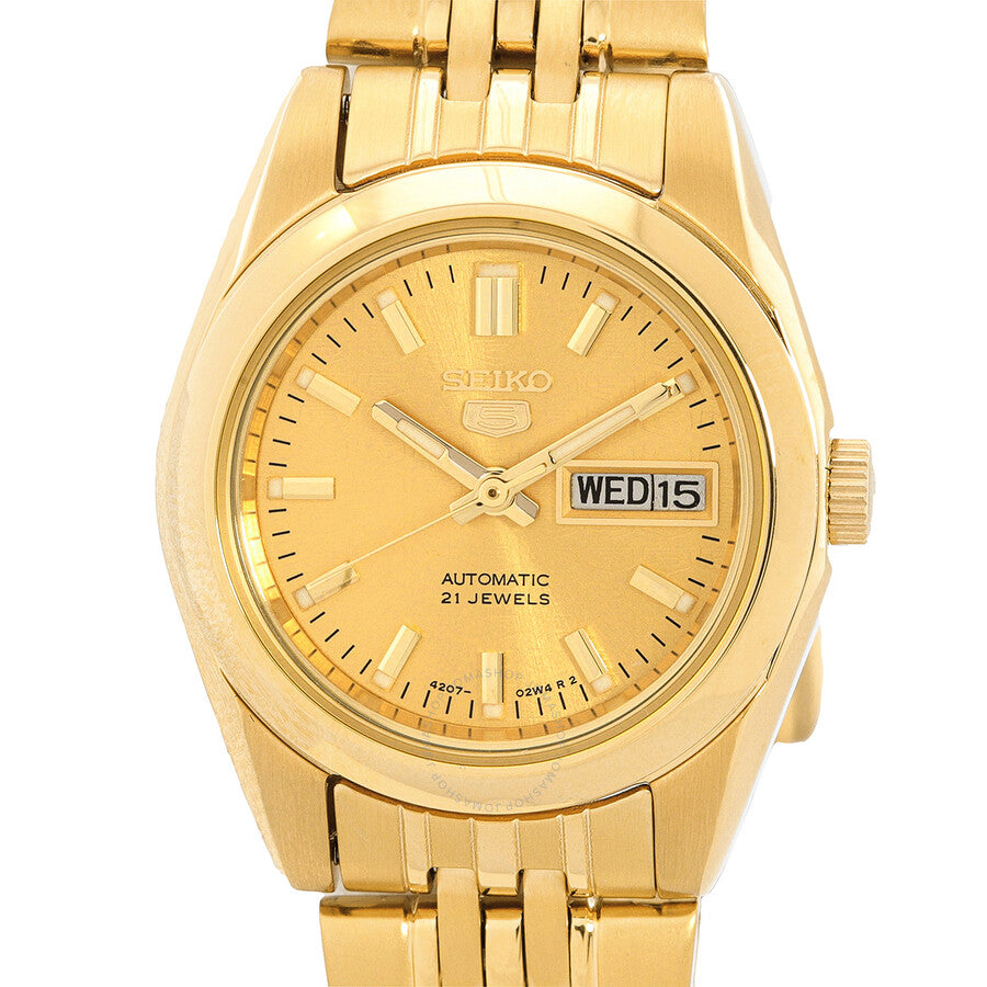 Seiko 5 Automatic Gold Dial Ladies Watch SYMA38K1 - The Watches Men & Co #4