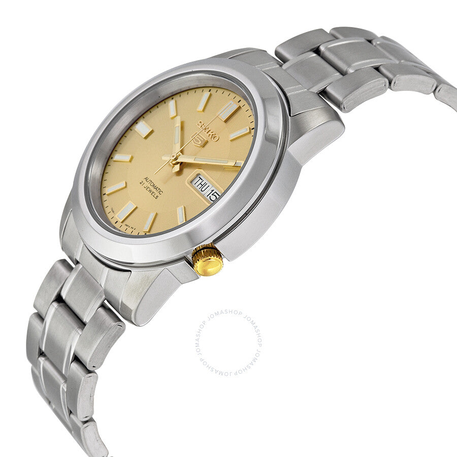 Seiko 5 Automatic Stainless Steel Gold Dial Men's Watch SNKK13 - Dawson Watches #2