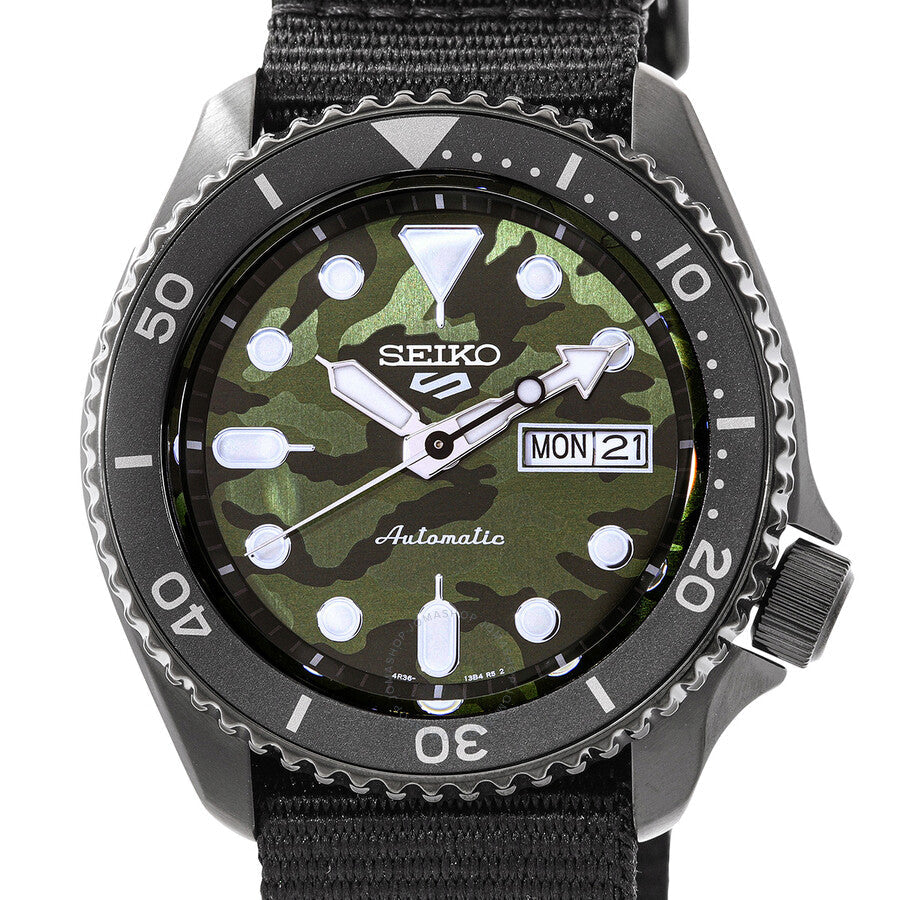 Seiko 5 Sports Automatic Green Camouflage Dial Men's Watch SRPJ37K1 - Dawson Watches #4