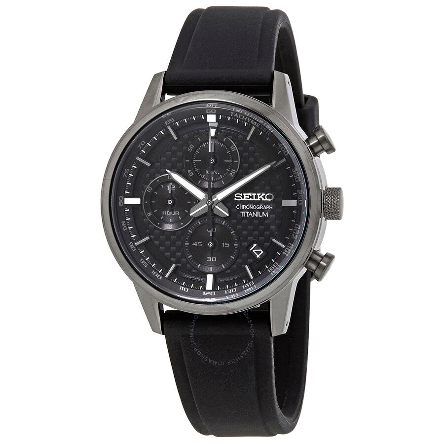 Seiko Chronograph Quartz Black Dial Black Titanium Men's Watch SSB393 - Dawson Watches