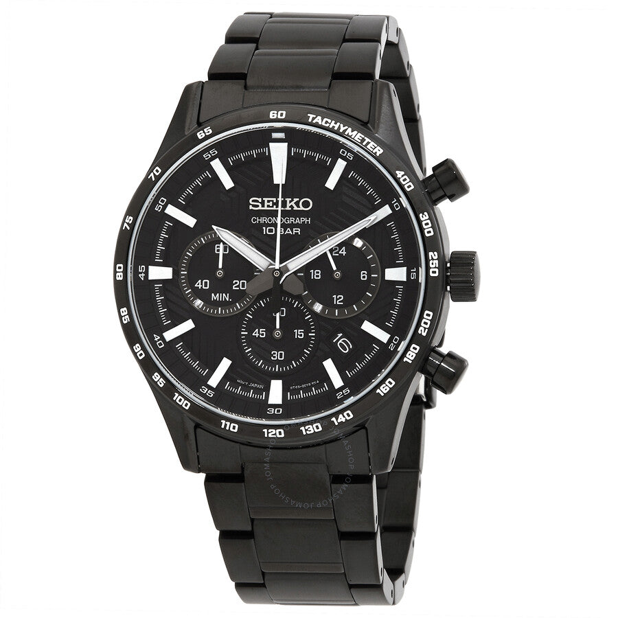 Seiko Chronograph Quartz Black Dial Men's Watch SSB415P1 - Dawson Watches