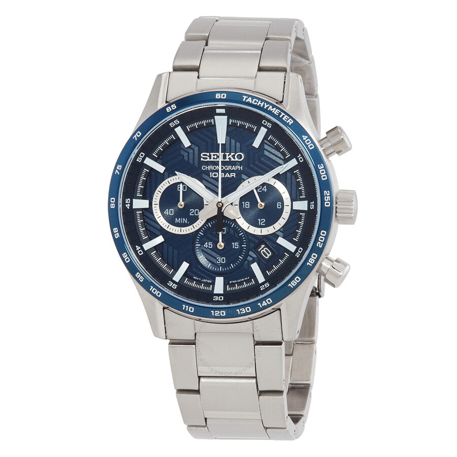 Seiko Chronograph Quartz Blue Dial Men's Watch SSB445P1 - Dawson Watches