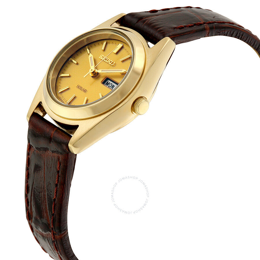 Seiko Core Champagne Dial Brown Leather Ladies Watch SUT120 - Dawson Watches #2